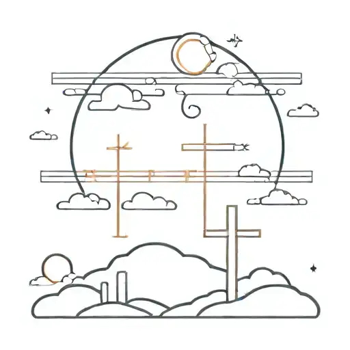 the sun clouds and three crosses tattoo design idea