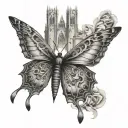 gothic architecture butterfly  tattoo design idea