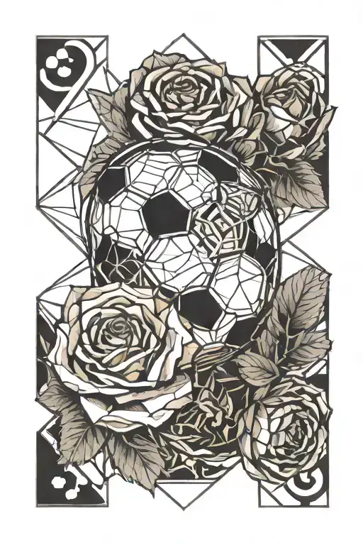 soccer, number 3 roses tattoo design idea