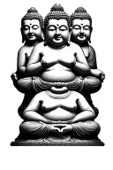 3 chubby buddhas sitting in a row doing the hear no evil, speak no evil, see no evil pose on a forearm  tattoo design idea
