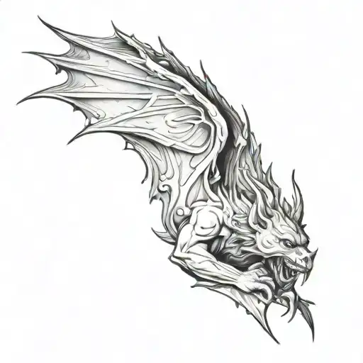 gargoyles and thornbush tattoo design idea