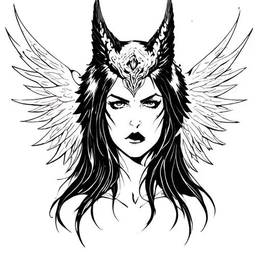 Morrigan facing up tattoo design idea