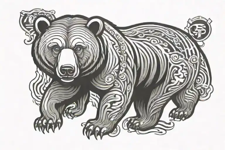 outline of bear with 49ers logo inside representing the client's tattoo design idea