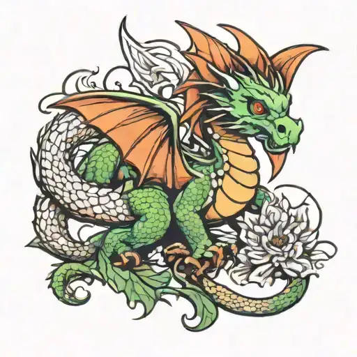 baby dragon on top of adult dragon tattoo tattoo design idea