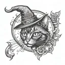 witchy spooky cat Halloween tattoos    tattoo design idea