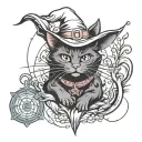 witchy spooky cat Halloween tattoos    tattoo design idea