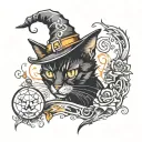 witchy spooky cat Halloween tattoos    tattoo design idea