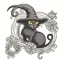 witchy spooky cat Halloween tattoos    tattoo design idea