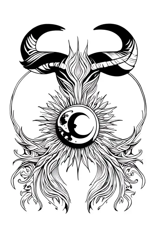 Bdsm, sun and moon, Aries zodiac sign, Taurus zodiac sign tattoo design idea