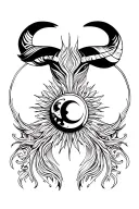 Bdsm, sun and moon, Aries zodiac sign, Taurus zodiac sign tattoo design idea