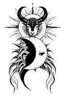 Bdsm, sun and moon, Aries zodiac sign, Taurus zodiac sign tattoo design idea