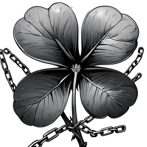 clover with broken chain for stem tattoo design idea