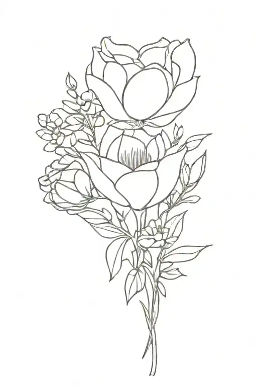 Flower bouquet you never walk alone tattoo design idea
