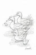 one duck and two ducklings following their mother tattoo design idea
