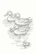 one duck and two ducklings following their mother tattoo design idea