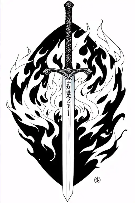 "If you are feeling disheartened. That somehow you aren't enough. Set your heart ablaze"rengoku flames sword in japanese tattoo design idea
