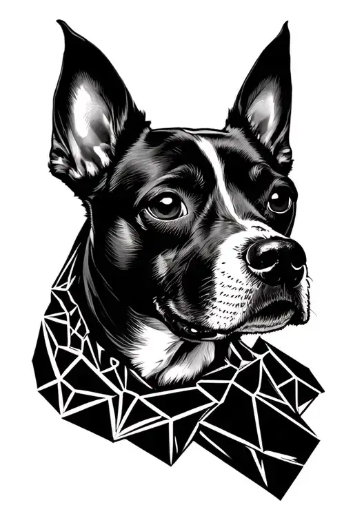 dog truffle with geometry tattoo design idea