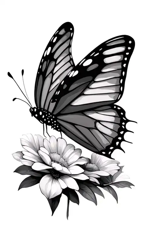 butterfly with angle number 444 tattoo design idea