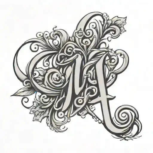 cursive script letters J and V connected  tattoo design idea
