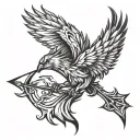 phoenix with arm band with three arrows pointing tattoo design idea