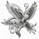 phoenix with arm band with three arrows pointing tattoo design idea