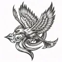 phoenix with arm band with three arrows pointing tattoo design idea