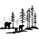 Forest Scene with 3 Bears family tattoo design idea