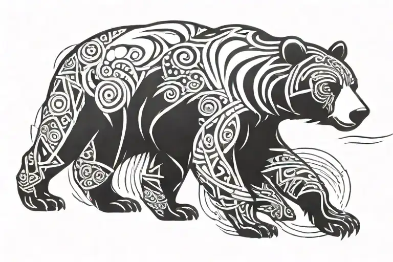 a bear walking tattoo design idea
