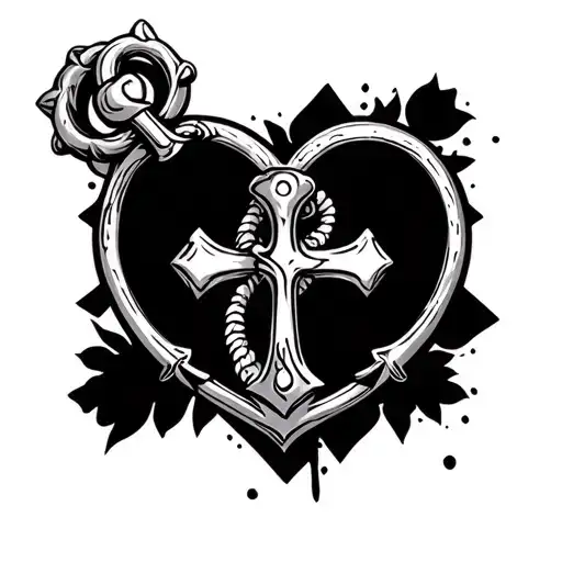 anchor cross heart neotraditional style tattoo forearm tattoo design idea