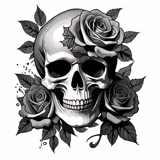 skull and rosses and 42 and 2 tattoo design idea