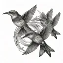 fine line 3 flying birds tattoo design idea