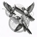 fine line 3 flying birds tattoo design idea