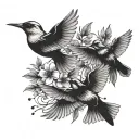 fine line 3 flying birds tattoo design idea