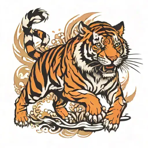 Tiger full body tattoo design idea