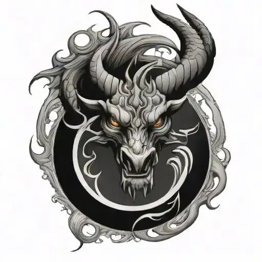 circle taurus dragon tattoo design idea