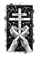 everything happens for a reason with a cross connection and constellations around  tattoo design idea