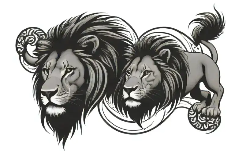 lion and leo zodiac sign tattoo design idea