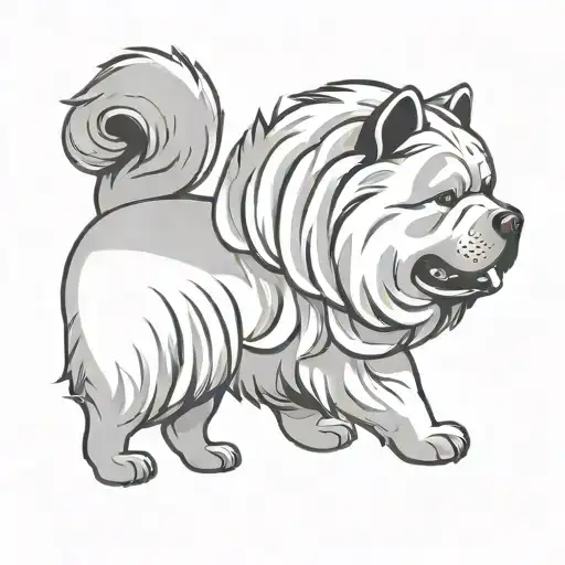 happy smooth coat chow chow silhouette tattoo design idea