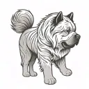 happy smooth coat chow chow silhouette tattoo design idea