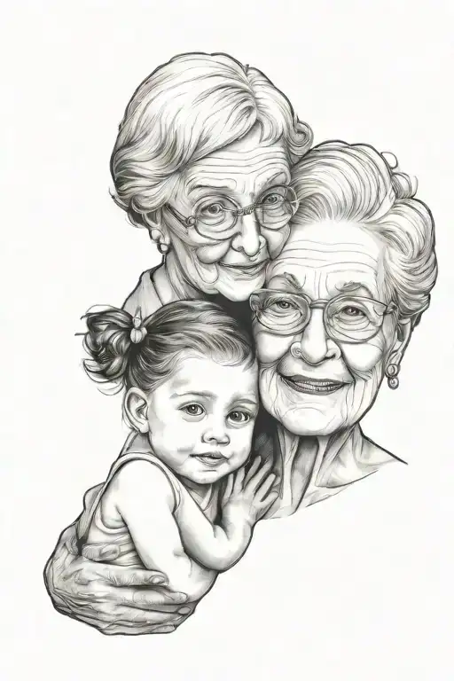 Grandma and granddaughter tattoo design idea