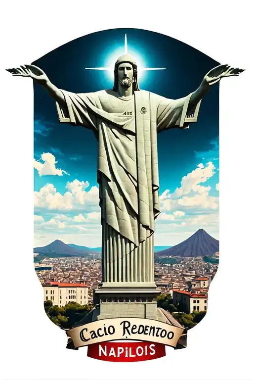 Cristo Redentor, Vesuvius Naples, Logo Calcio Napoli tattoo design idea