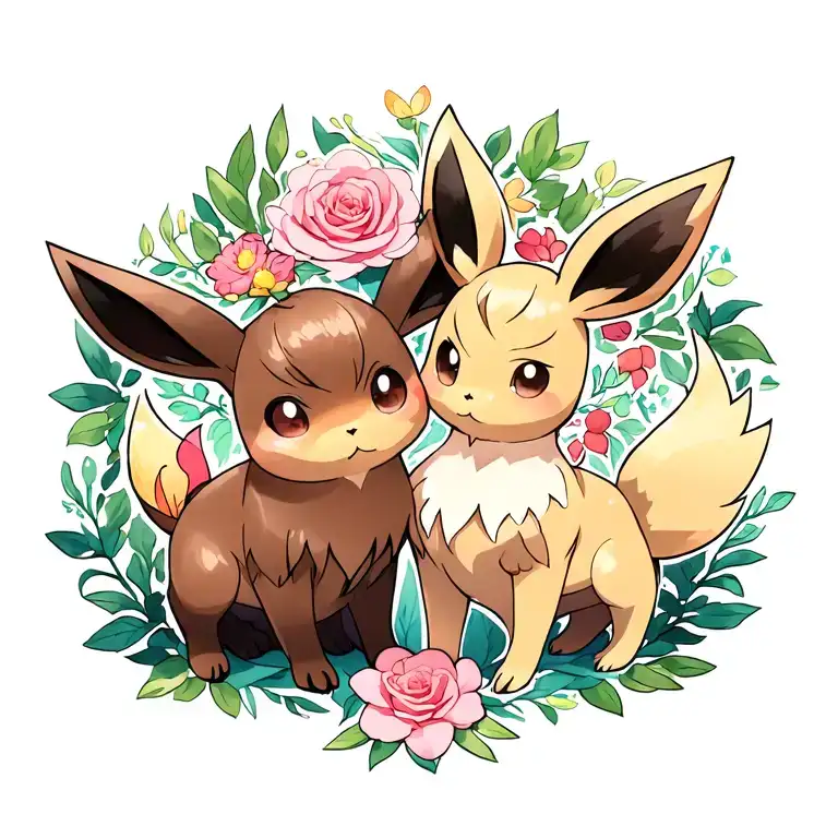 eevee and eeveelutions tattoo design idea