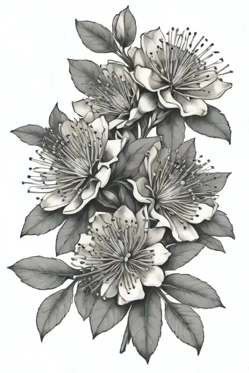 pohutukawa flowers wrapped loosely tattoo design idea