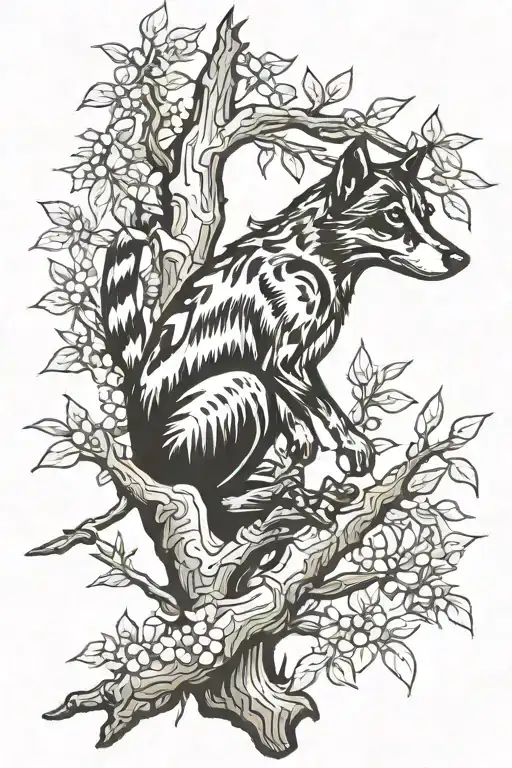 Coon hound tree branch tattoo design idea