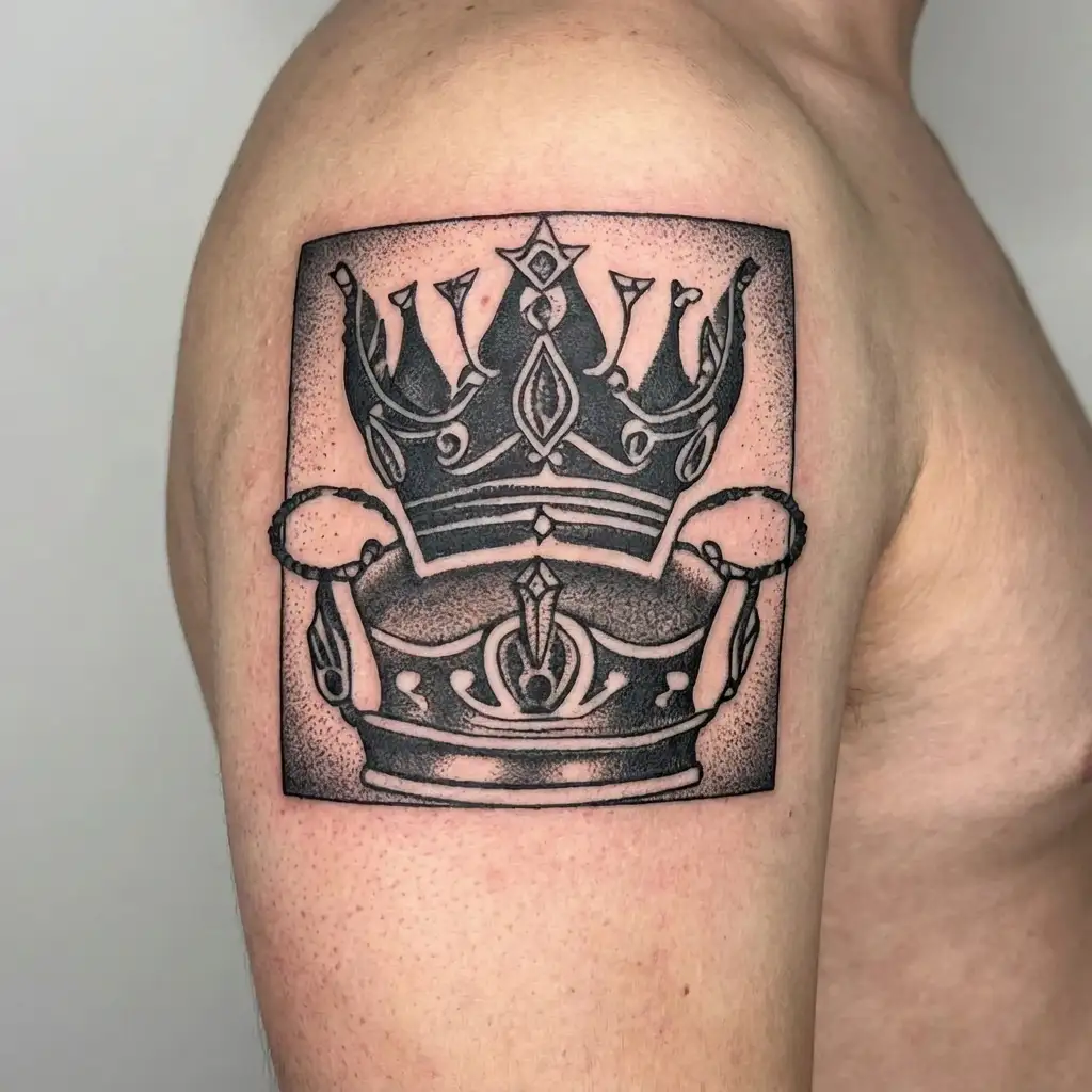 Queen's Crown with bdsm whip. femdom style tattoo design idea