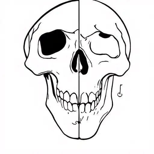 a skull half happy half sad tattoo design idea