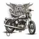 race bycicle combined with the year 1891 and the ac/dc lightning tattoo design idea