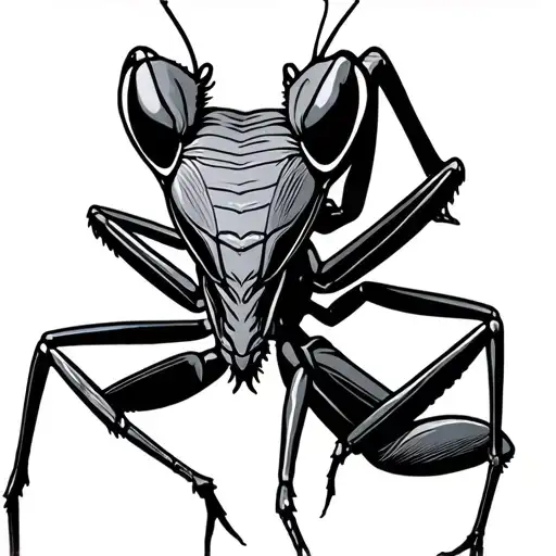 praying mantis tattoo design idea