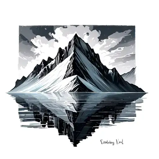 mountain that transitions into an iceberg on the water from left to right tattoo design idea