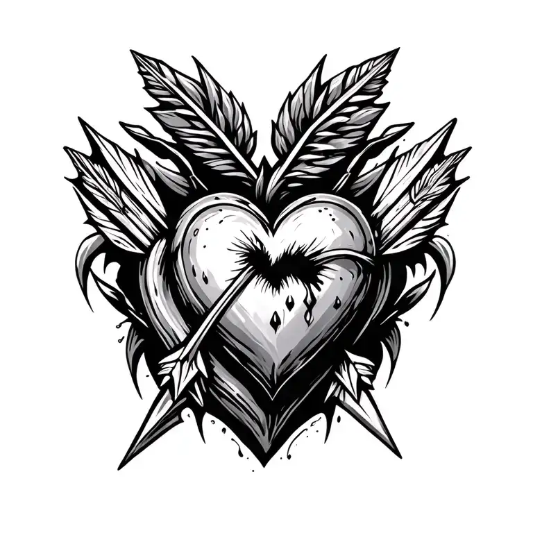 3 arrows and heart tattoo design idea